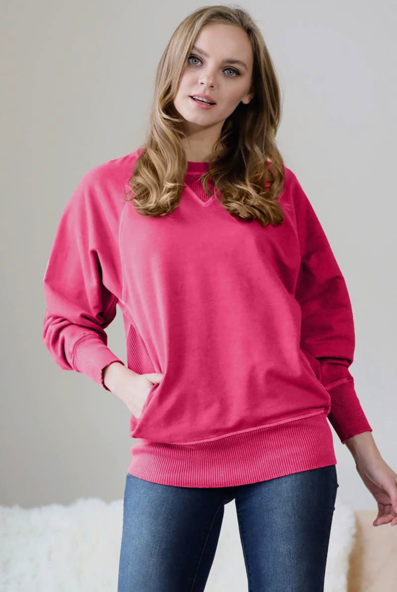 Terry Pullover Magenta