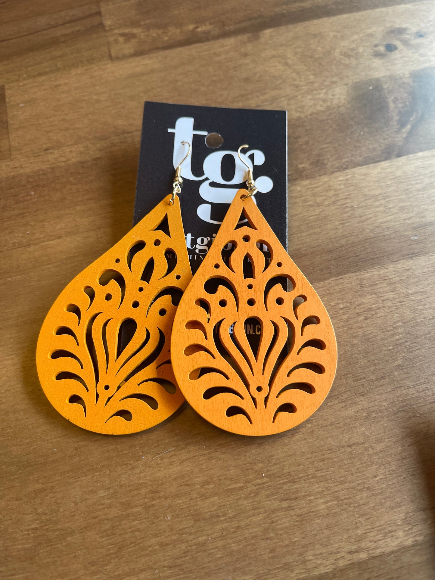 Orange Wood Earrings