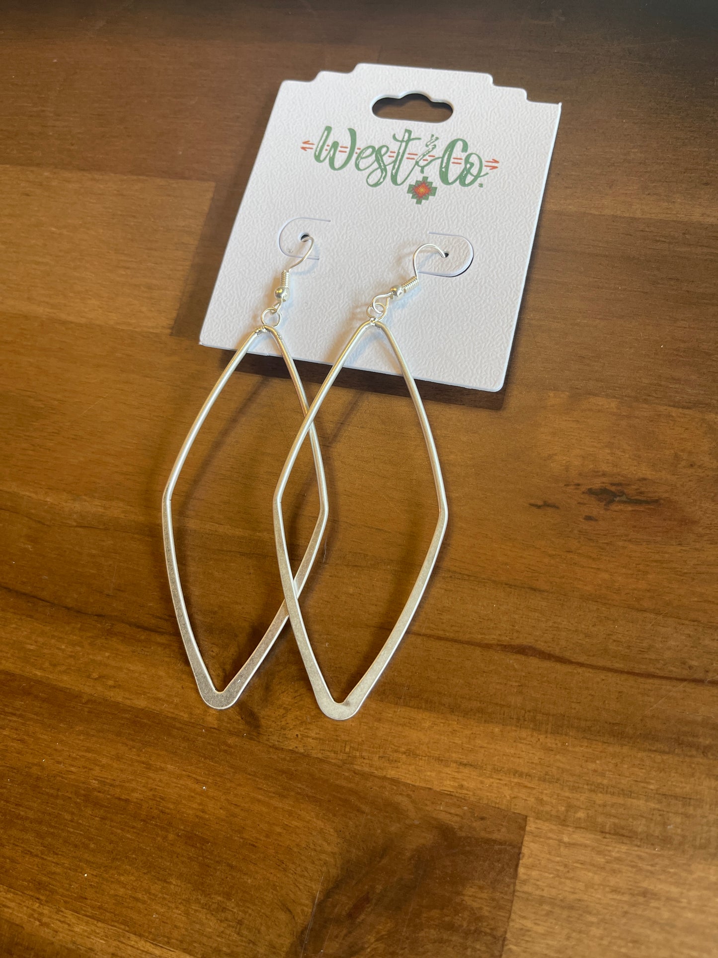Large Diamond Silver Earrings E576BS