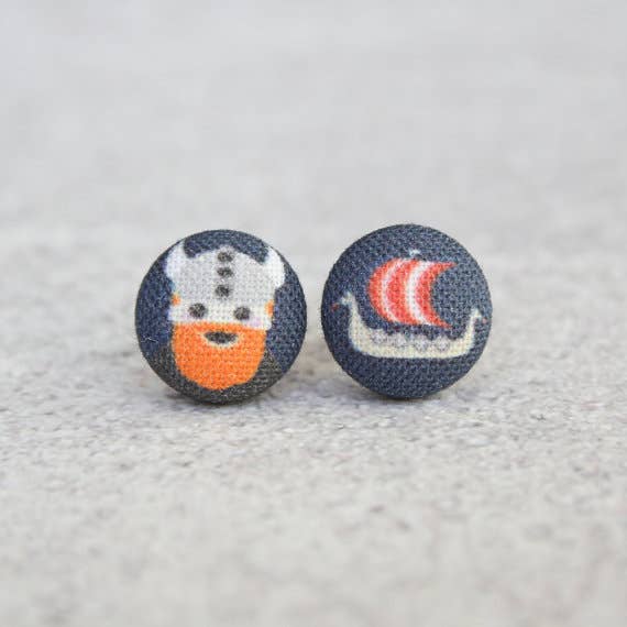 Viking Fabric Button Earrings