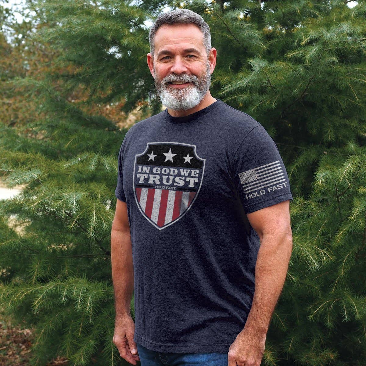 HOLD FAST In God We Trust Shield Tee