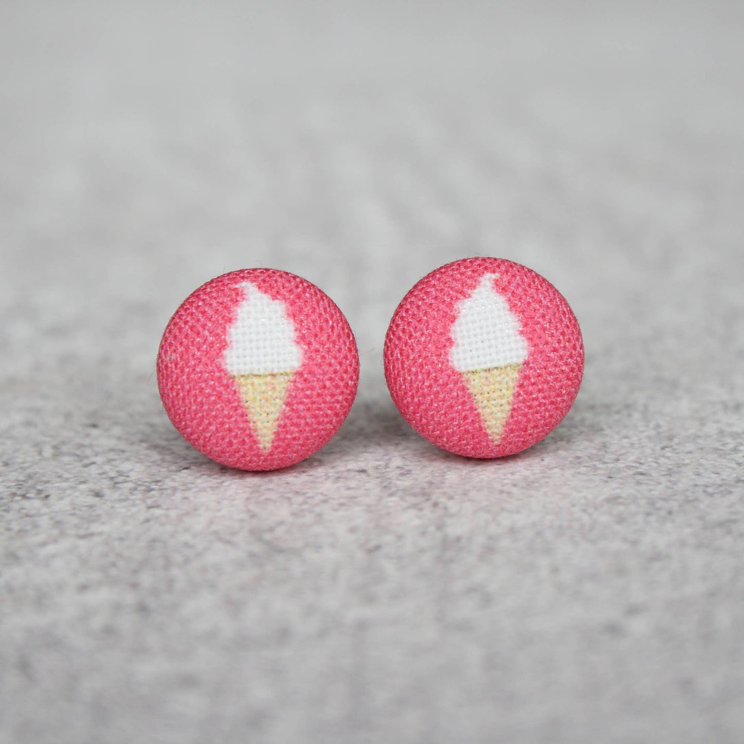 Soft Serve Ice Cream Fabric Button Earrings