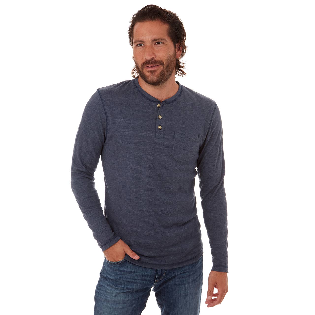 Harper Long Sleeve Henley Navy