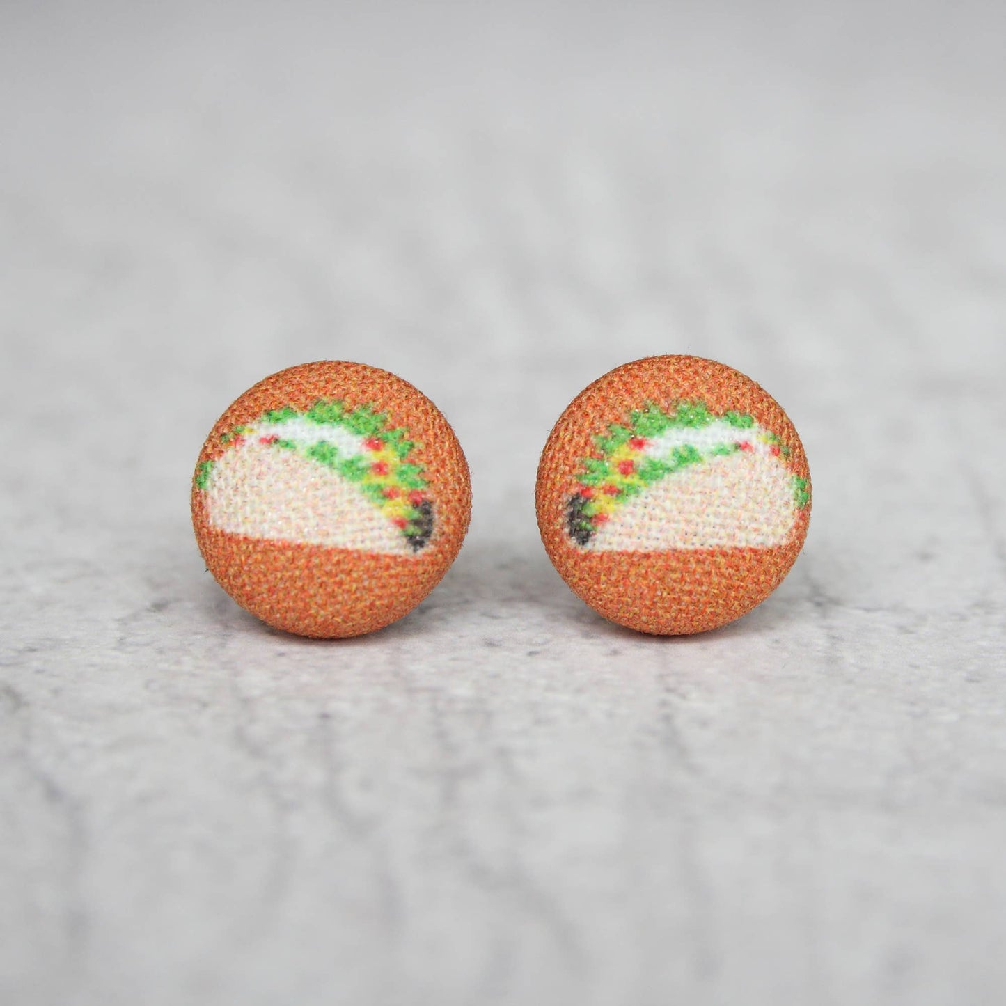 Taco Fabric Button Earrings