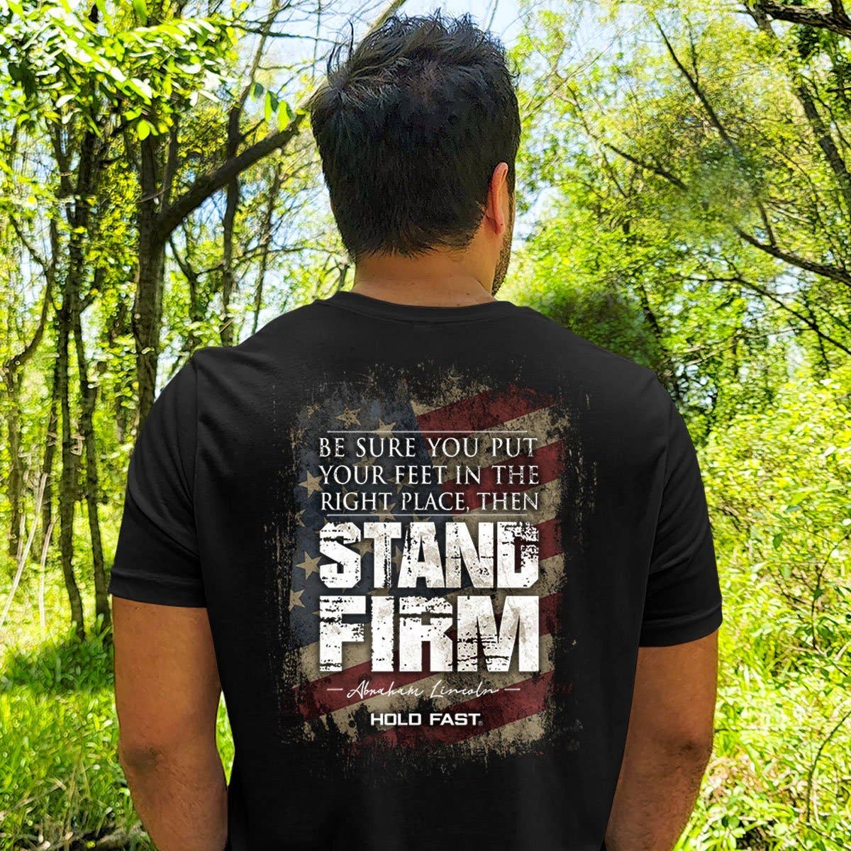 HOLD FAST Mens T-Shirt Lincoln Flag