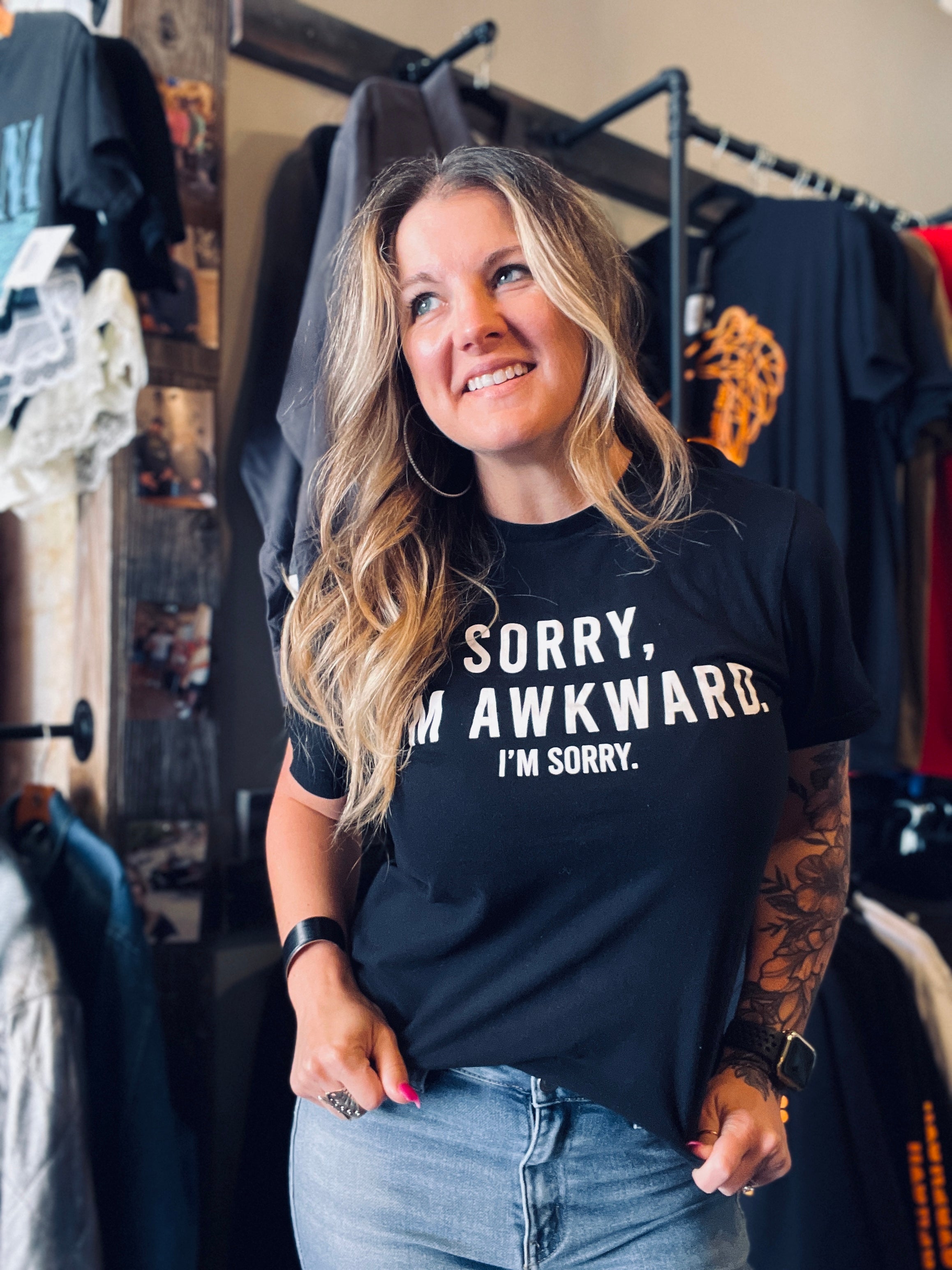 Sorry I’m Awkward Tee Black