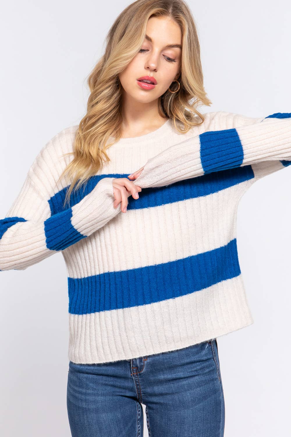 Samantha Striped Sweater Teal