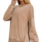 Fleece Acid Washed Pullover Mocha