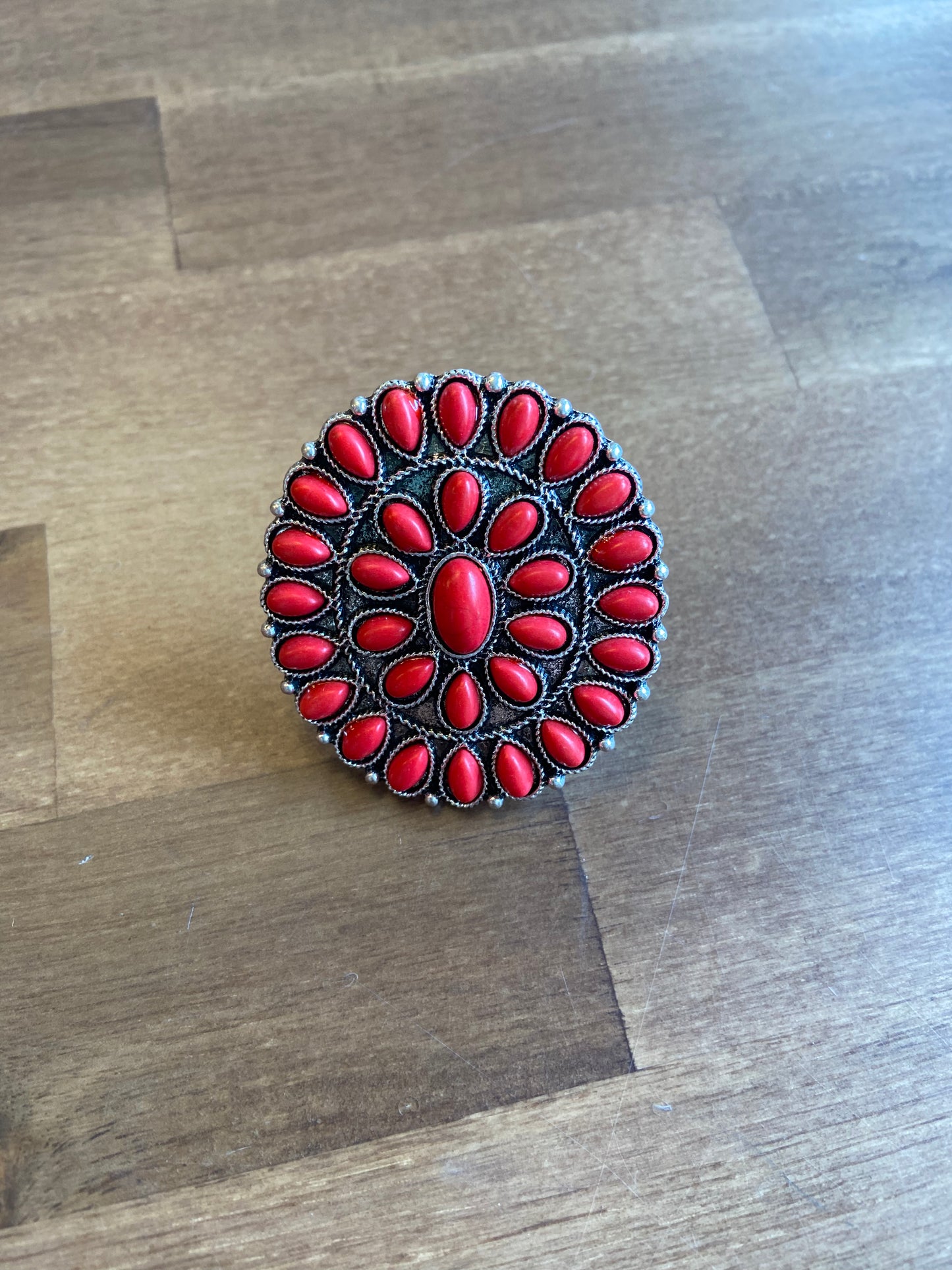 Stone Red Flower Ring