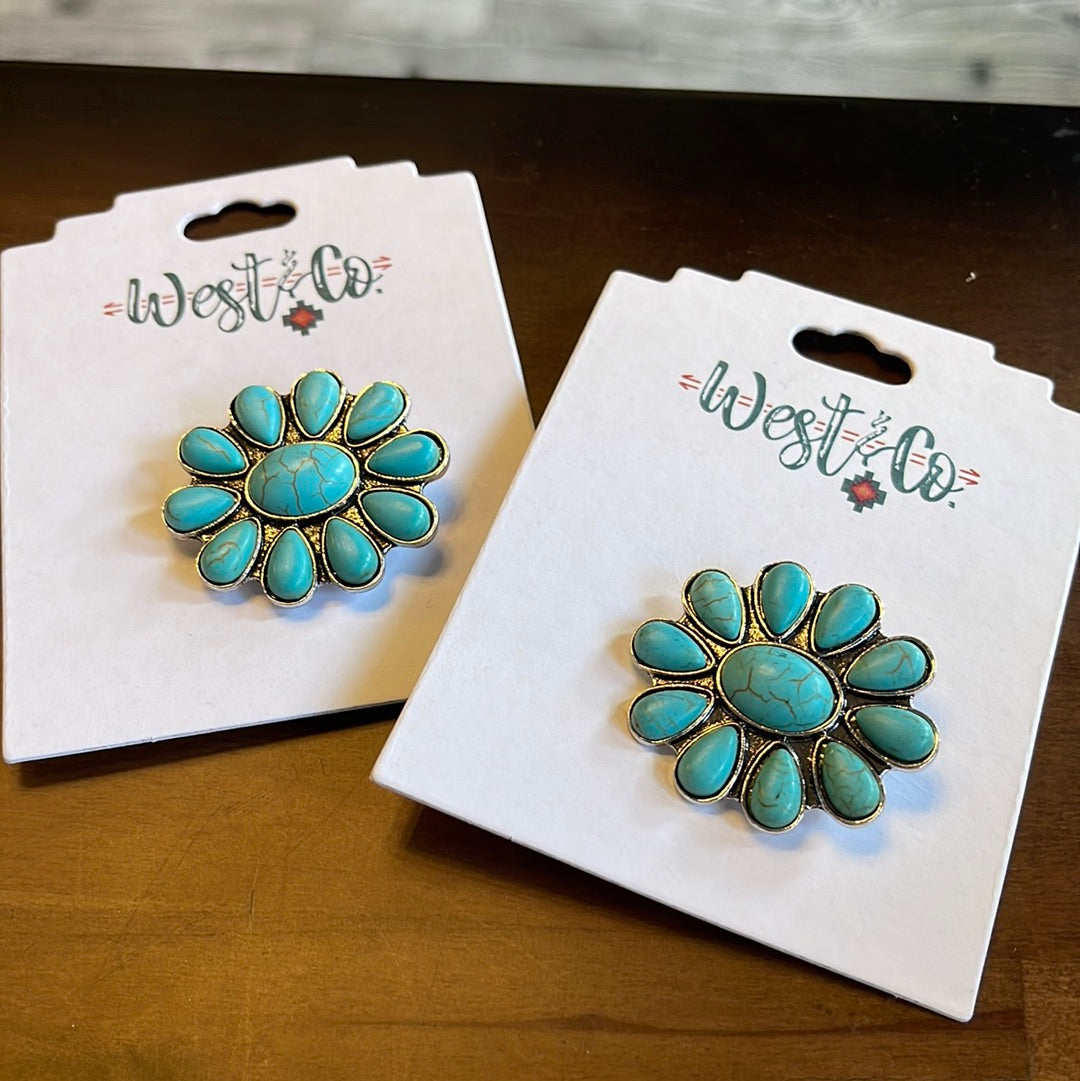 11 Stone Turquoise Flower Pin