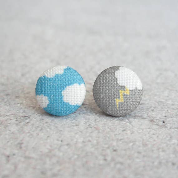 Fifty Percent Chance Fabric Button Earrings