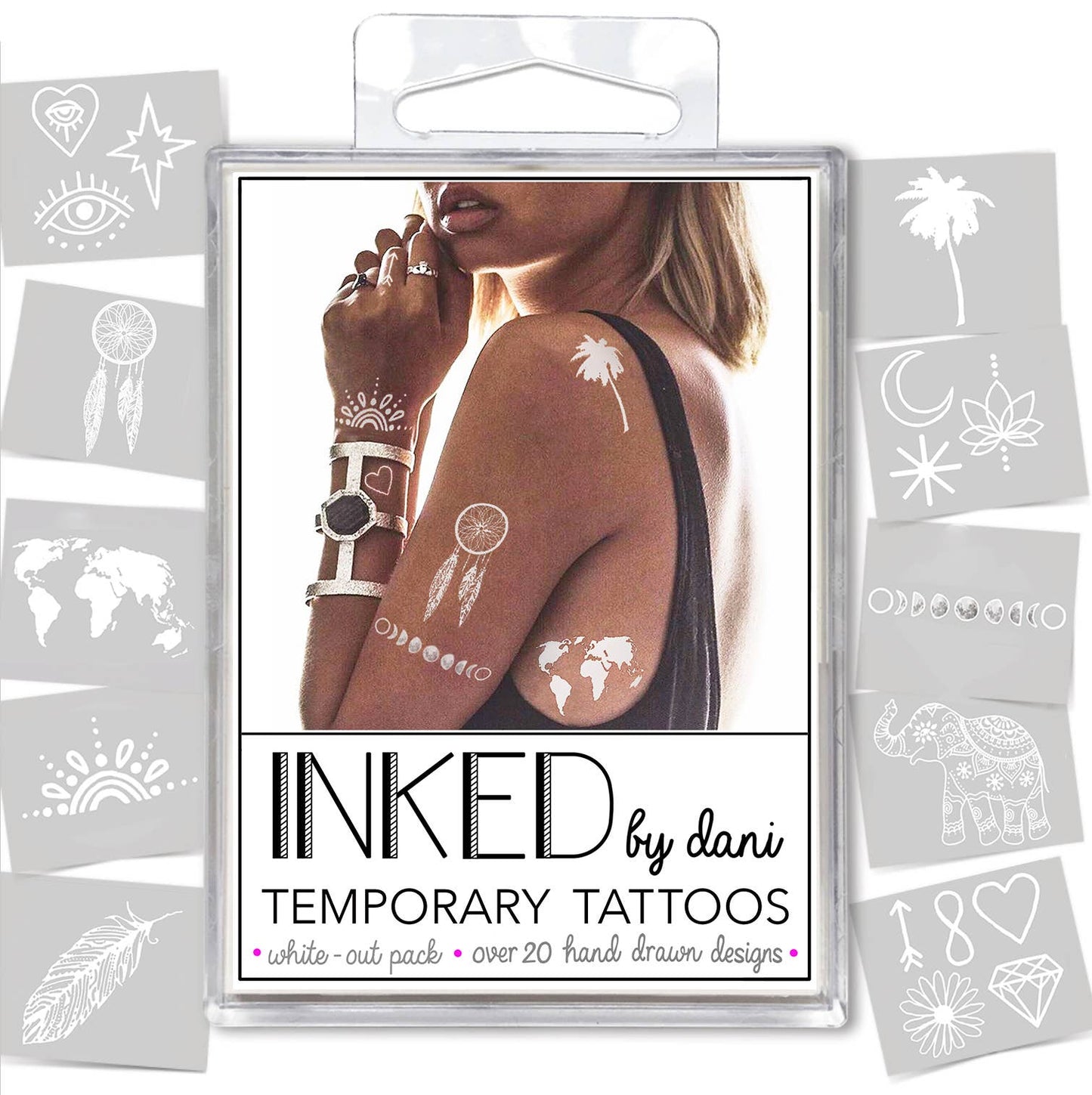 Inked White-Out Temporary Tattoo Pack