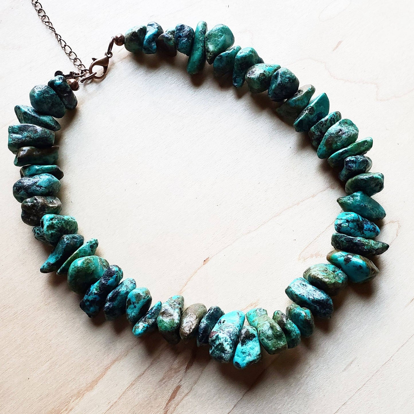 Chunky Genuine Natural Turquoise Collar Length Necklace