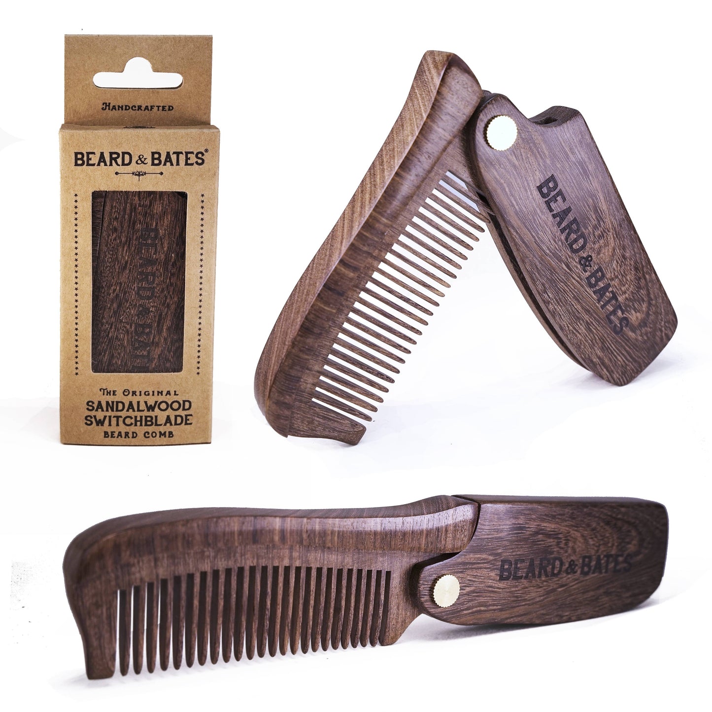 The Sandalwood Switchblade - The Original Wooden Beard Comb