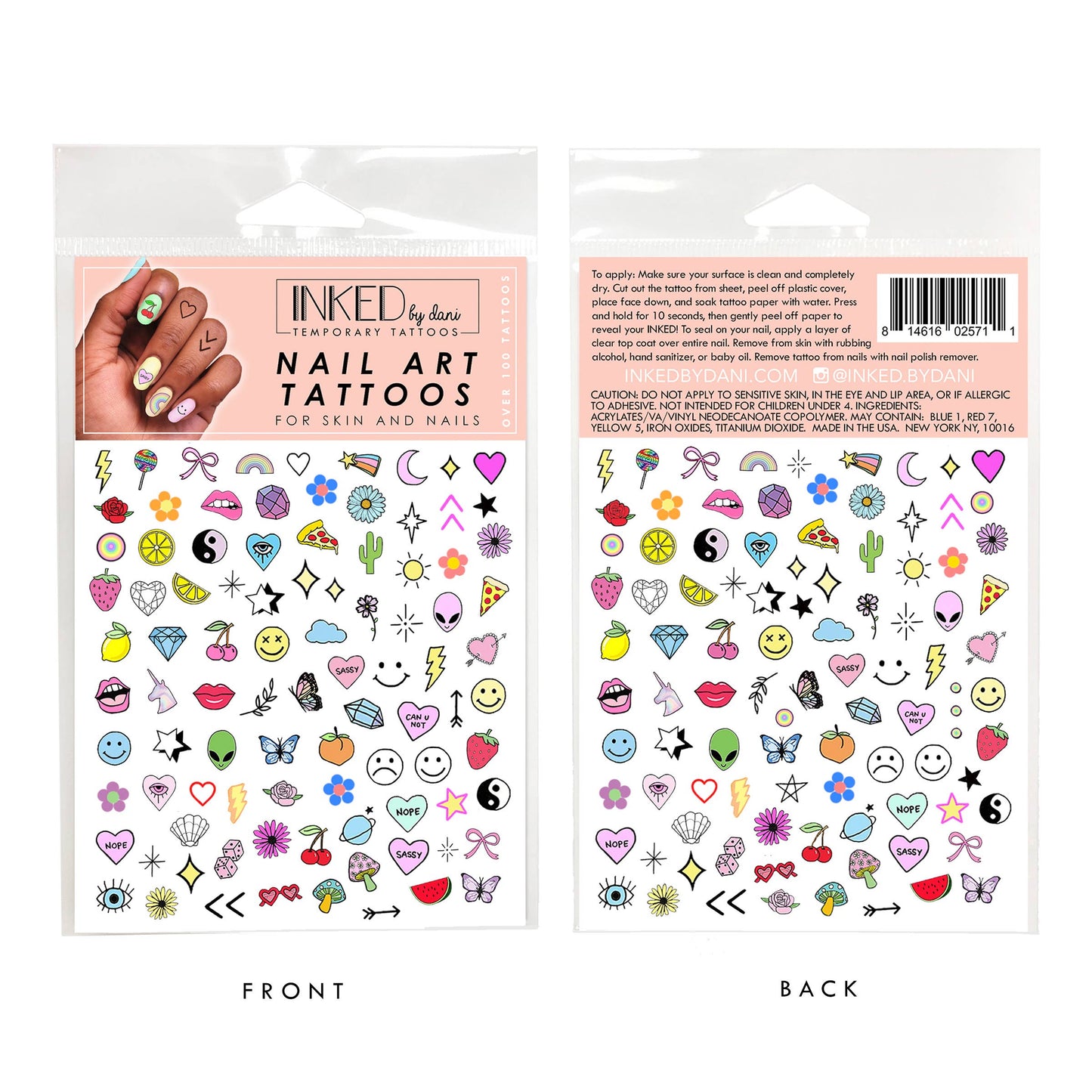 Nail Art Temporary Tattoo Pack - Color