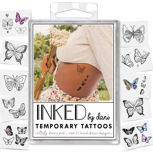 Inked Butterfly Dreams Temporary Tattoo Pack