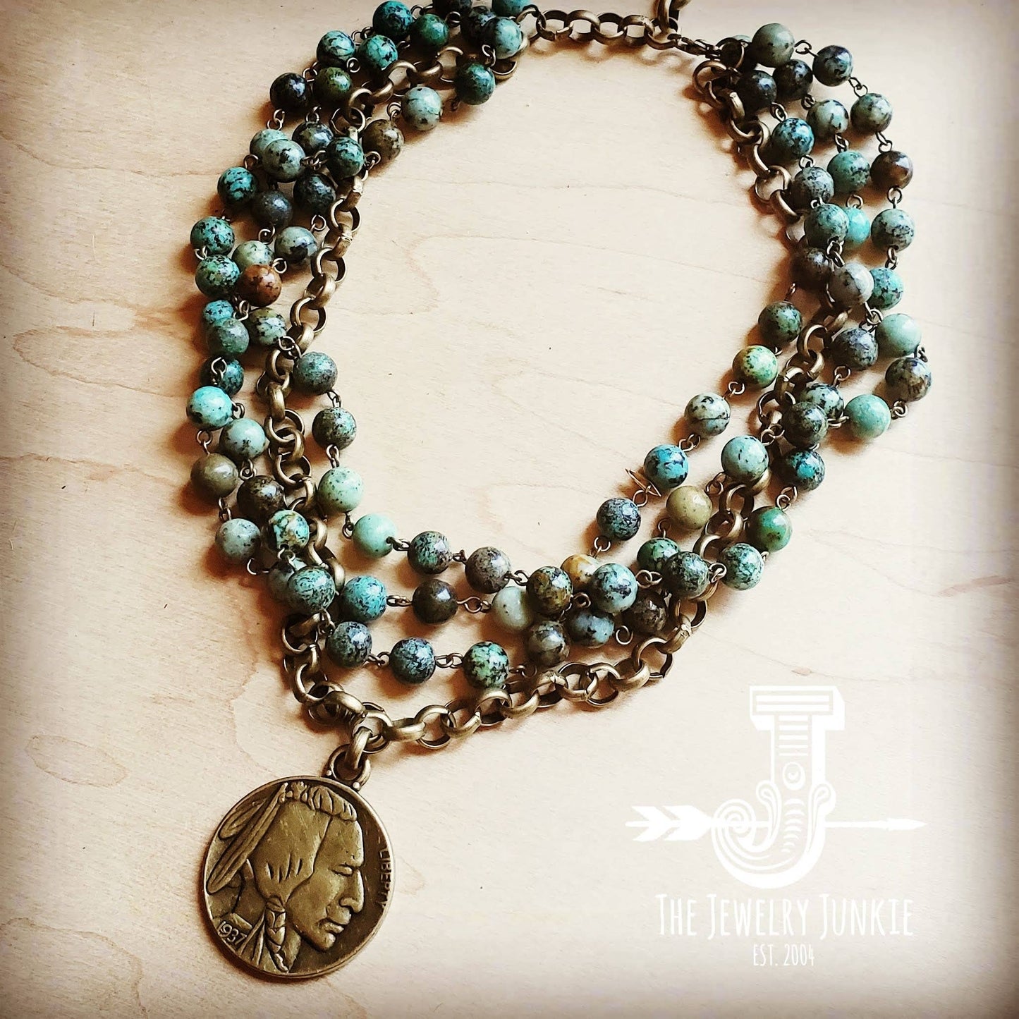 Turquoise Necklace with Indian Head Coin
