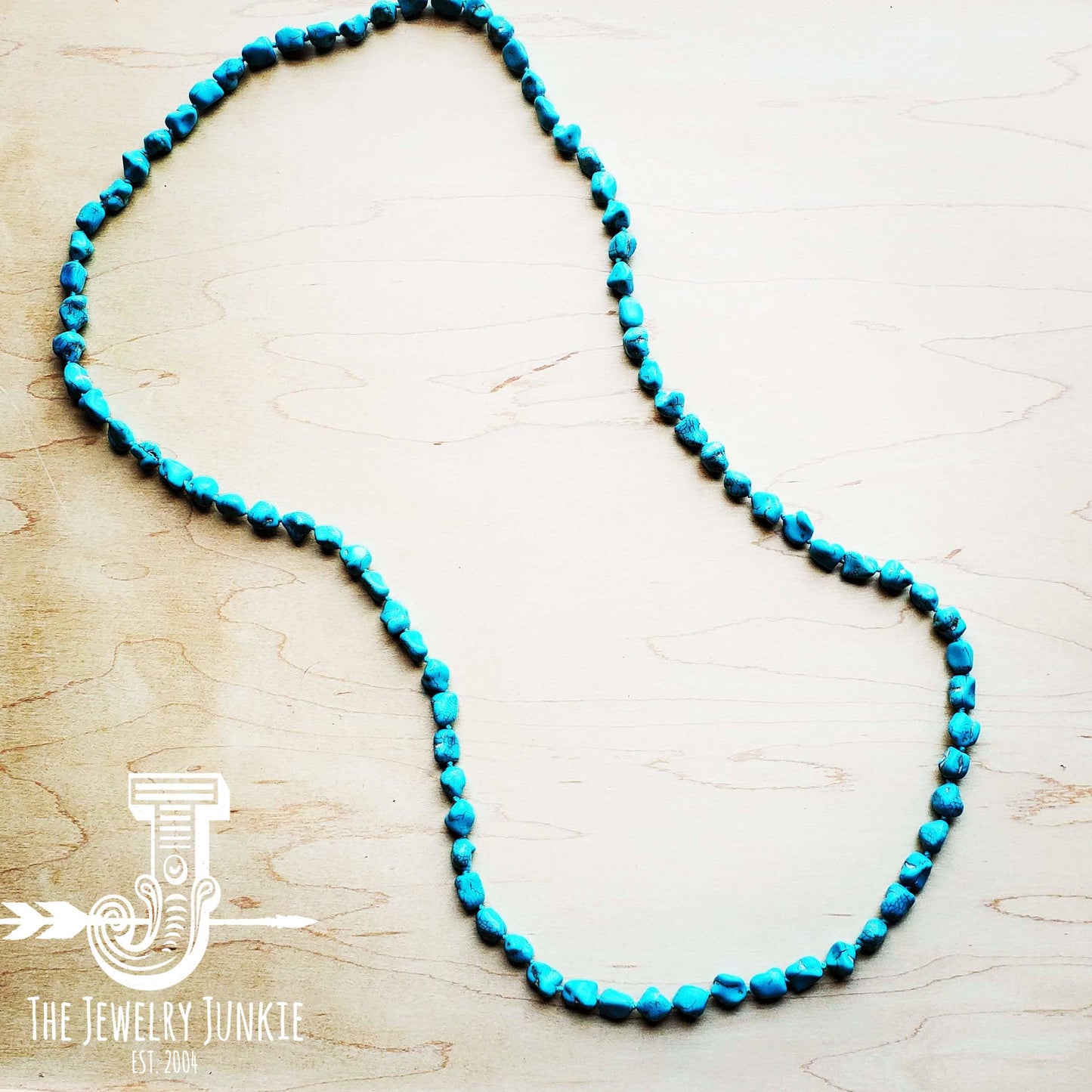 Long Boho Turquoise Beaded Necklace