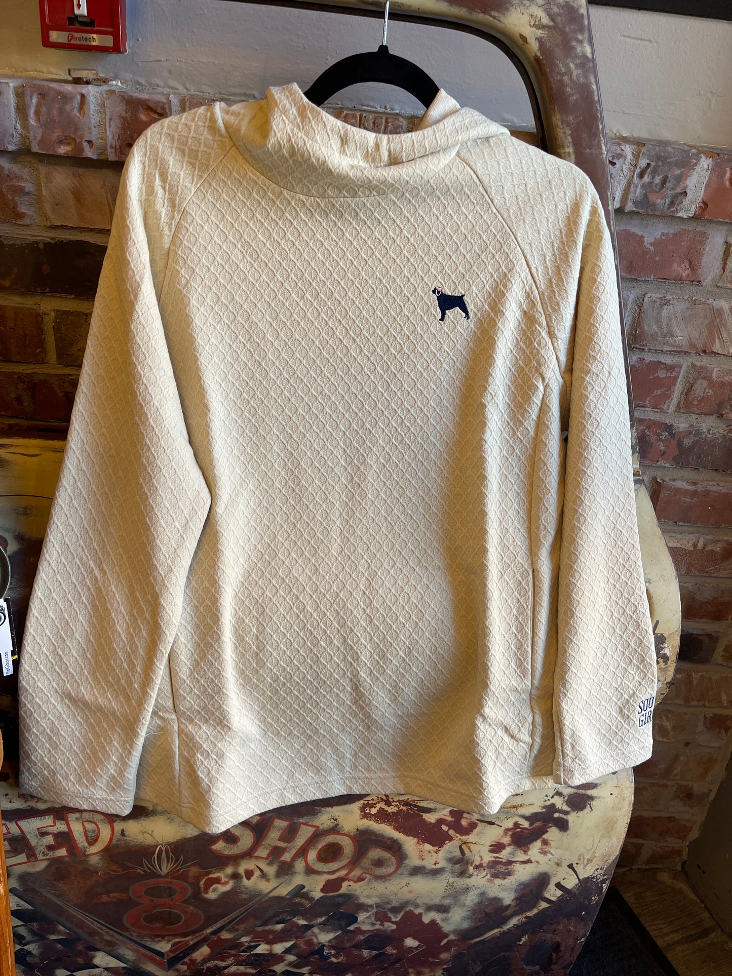 Southern Girl Prep Quilted Pullover Ivory